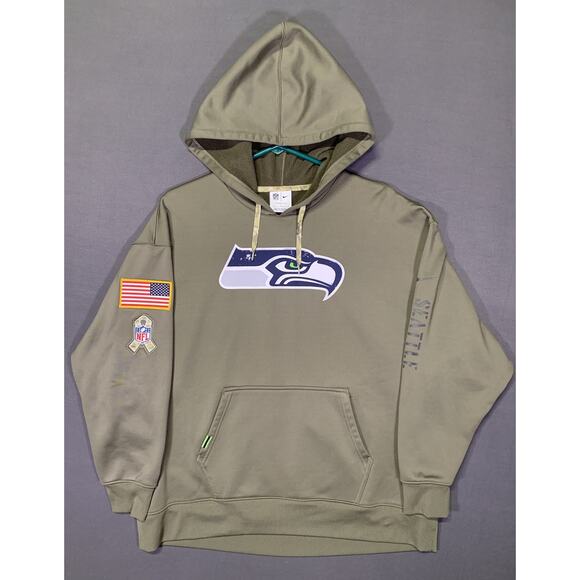 Nike Therma Fit Seattle Seahawks NFL Hoodie Salute to Service Sweatshirt Large - Picture 1 of 9